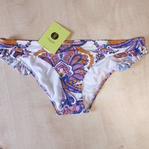 R Collection Side Ruffle HIpster Bikini Swim Bottom Large Tang